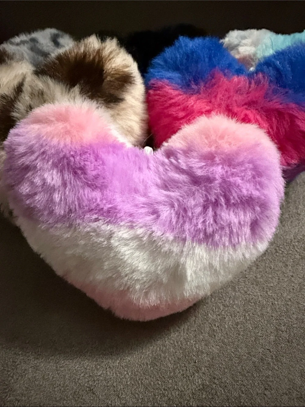 Plush Heart-Shaped Multi-Color Faux Fur Keychains B24